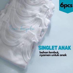 PROMO ISI 6PCS KAOS DALAM ANAK WARNA PUTIH USIA 1 -11 TAHUN / SINGLET ANAK