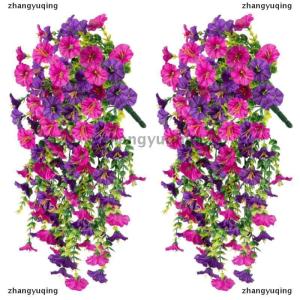 [COD] zhangyuqing 2PCS Artificial Morning Glory Hanging Flowers Flower Outdoor Home Garden Wall Hanging Petunias Plants Wedding Decoration