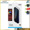 Miếng Dán Cường Lực Kèm Khung Dán UNIQ OPTIX VIVID CLEAR cho iPhone 16 / iPhone 16 Plus/ iPhone 16 Pro/ iPhone 16 ProMax. 