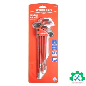 Bộ lục giác đầu bi kiểu chữ L loại dài 9 cái hệ inch Workpro WP22201