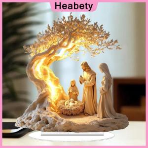 Heabety  2D Flat Acrylic Nativity  Birth Scene Ornament Tabletop Decoration Christmas Desk