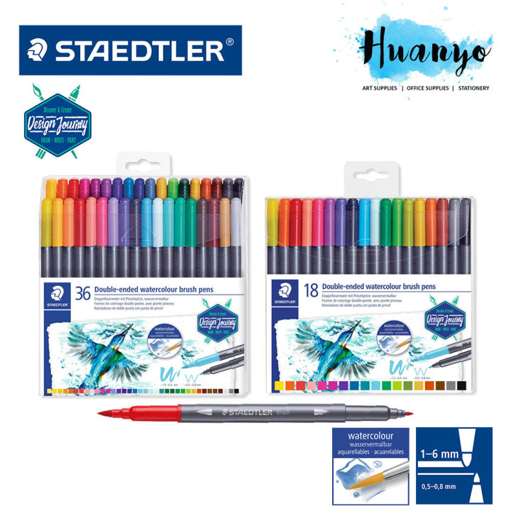 Staedtler Double-ended Twin Tip Water Colour Brush Pen (Set of 18 / 36)