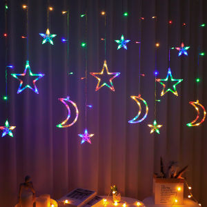 Đèn Rèm Trang Trí Noel – Đèn Led Hình Ngôi Sao Chuông Cây Thông Tuần Lộc Cực Đẹp