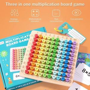 Wooden Math Multiplication Board Montessori Children Counting Toy with 1 to 10 Times Table for Kids