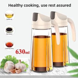 Oil Dispenser Portable Kitchen Glass Oil Can & Cruet Bottle 630ml - Keimav