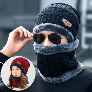 Knitted Hat Scarf Winter Thick Warm Hat Wool Hat Scarf For Men Women