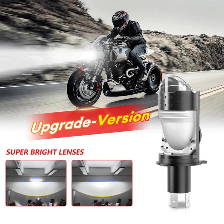 H4 Bi LED Headlight Projector Mini Lens For Lampu Motor Headlight Bulbs High Low Beam Plug & Play