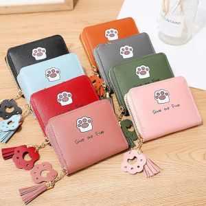 GDGDG Cute Mini Letter Cat Claw Tassel For Girls Zipper Purse Wallets Card Holder Korean Money Bag Women Coin Purse