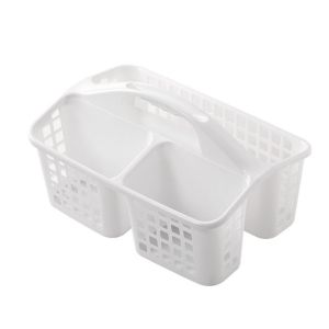 GEMMA Plastic Shower Basket Hollow Out 3 Compartments Storage Basket Portable with Handle Toiletries Organizer Box for College Dorm