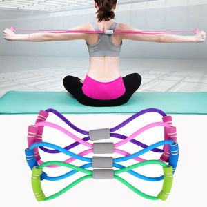 8 Type Elastic Tension Rope Gym Fitness Sport Rubber Loop Pull Rope Exercise Stretch Belt Pilates Yoga Belt Random Color