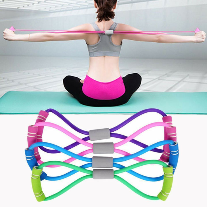 8 Type Elastic Tension Rope Gym Fitness Sport Rubber Loop Pull