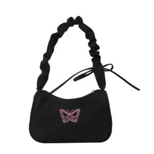 Elegant Female Underarm Bag Fashionable Pleated Shoulder Bags Nylon Handbag for Women