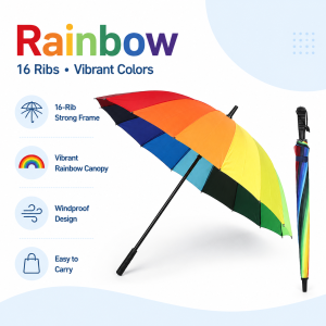 【CozyCasa】 16-Rib Umbrella Windproof Rain Umbrella Clear / Rainbow / Foldable Lightweight
