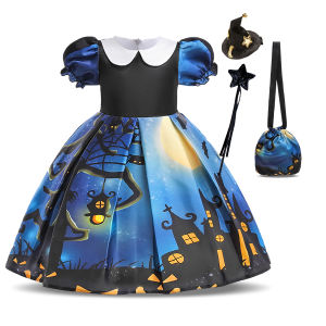 MQATZ Ghost Witch Cosplay for Girl Costume New Vestidos for Kids Girls Mesh Party Dresses Carnival Halloween Costumes 2-10Yrs AWS022