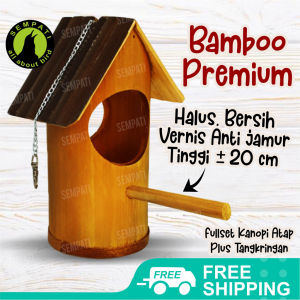 SEMPATI Glodok Bambu Model Rumah Atap Gantung Sarang Telur Burung Parkit Lovebird Tempat Susuh Ternak Breeding Koloni Bertelur Kandang Burung Love Bird Lb Kenari Hamster Sugar Glider