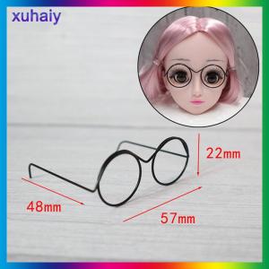 xuhaiy แว่นตาแฟชั่นสำหรับตุ๊กตาเท่ๆแบบไม่มีเลนส์กรอบกลมแบบย้อนยุค1ชิ้น