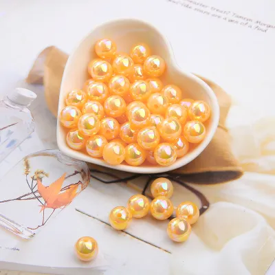 50Pcs 8Mm ABS เทียมไข่มุกลูกปัด AB สีรอบ Spacer ลูกปัดสำหรับกำไล DIY เครื่องรางสร้อยคออัญมณีทำ