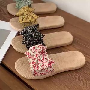 [Free Shipping] New Summer Trendy Fashionable Flat Beach Sandals For Women With Bow And Floral Design