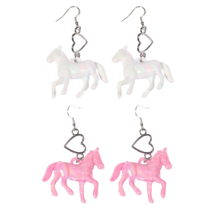 Đầy Màu sắc Kỳ Lân Bông tai lủng lẳng Acrylic ngựa mặt hình trái tim cho phụ nữ hiện đại tai Phụ kiện thời trang nữ