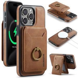 Compatible Magsafe 2 in 1 Detachable iPhone 16 Pro Max Wallet Case with Ring Stand Card Holder Women Men PU Leather RFID Blocking Flip Kickstand Credit Slots Leather Case for iPhone 1616 Plus15 Pro Max15 Plus14 Pro Max13 Pro12