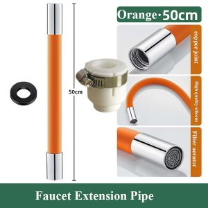Kitchen Faucet Extension Hose Bathroom 360° Rotation Bending Faucet Extender Wash Basin Water Saving Tap Filter Tube