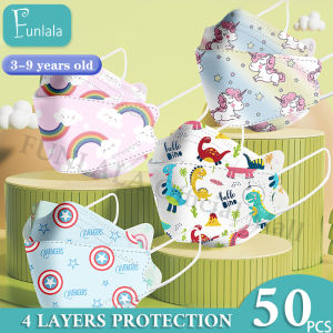 FUNLALA 50PCS KF94 Kids Mask Korean Design 4ply Face Mask For Kids Facemask Fish Shape