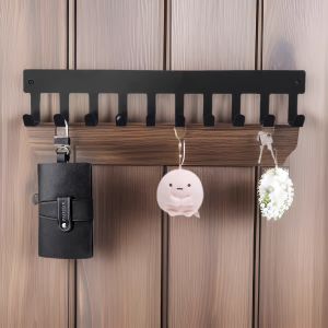 【Super low price】Nail-Free Iron Row Hooks Bathroom Behind Door Storage - Hole-Free Adhesive Wall Mounted Key Holder Metal Towel Brush Organizer
