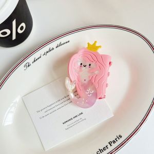 ERYRG รูปทรงเรขาคณิต ที่หนีบผมรูปการ์ตูนนางเงือก คลิปมัดผมหางม้า น่ารัก คลิปฉลามกรดอะซิติก ตลก ใหม่ล่าสุด ที่หนีบผมแบบสร้างสรรค์ สาวๆ