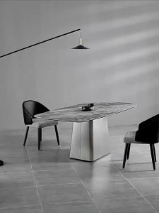Light Luxury Slate Dining Table Chair Combination Modern Simple High-End Household Small Apartment Marble Dining Table Rectangular Dining Table