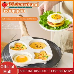 【winnereco】4-Cup Divided Omelet Pans Anti-Scald Flat Baking Pan Thickened Breakfast Skillet for Gas Stove and Induction Cooker