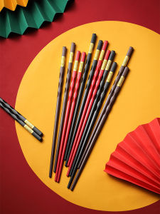 CNMF 1 Pairs of Alloy Chopsticks or Family Set 10 Pairs of Chopsticks Gold Fu(福) Chopsticks