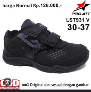 sepatu Sekolah paud tk sd anak laki laki perempuan Pro Att LST 931 hitam sepatu sekolah full hitam
