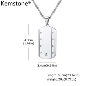 สร้อยคอจี้สเตนเลสทรงเรขาคณิตของผู้ชาย Kemstone พร้อมอัญมณีทรงลูกบาศก์สีเงินและสีดำ