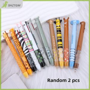 【SHZTGM】 ปากกาลบได้อเนกประสงค์2ชิ้นปากกาเจลสีหมึกสองชั้นดีไซน์รูปสัตว์ปากกาเจลแห้งเร็ว