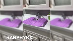 Sink Foldable Cover for Counter Space - Makeup Brush Cleaning Mat - Bathroom Makeup Tools Organizer Space Saver Bathroom Sink Silicone Cover
