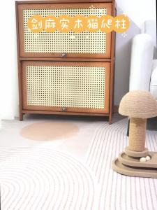 FFBH Solid Wood Cat Scratch BoardCat Turntable Scratch Pillar Board Sisal Wear-resistant Self Pleasure Relieve Vertical Cat Toy P7Q2M