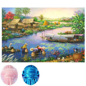 งานปักครอสติชปักงานปักครอสติชการพิมพ์ที่มีความเที่ยงตรงงานประดิษฐ์และชาวนากำลังยุ่งอยู่กับการเก็บเกี่ยวภาพภูมิทัศน์ชนบทการทาสี ”สติกเกอร์ติดผนังงานปักครอสติชตกแต่งบ้าน