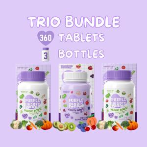 Trio Bundle PURPLE HEARTS Edible Nutrient Boosting Multivitamin Supplement for Picky Eaters Kid and Adult Healthcare