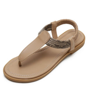 IELGY Flip-toe sandals for women 2024 new style simple color matching retro sandals