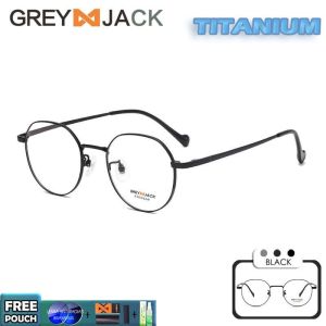 Grey Jack Frame Kacamata Titanium Style Oval Trendy Bisa Minus Fashion Pria dan Wanita Dewasa Terbaru 98291
