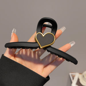 ที่หนีบผมกิ๊บหนีบผมรูปหัวใจสีดำขนาดใหญ่สำหรับผู้หญิงเครื่องประดับผมแฟชั่นกิ๊ฟหนีบผมสาวๆ