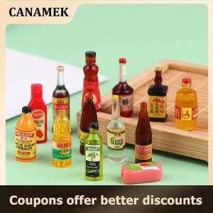 【 CANAMEK 】 5pcs Miniature Dollhouse Kitchen Condiment Oil Vinegar Soy Sauce Detergent Model