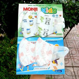 Combo 2 hộp 100 cái khẩu trang 3D Mask Monji trẻ em khẩu trang 3D cho bé công nghệ Nhật Bản 3 lớp kháng khuẩn dây đeo co dãn cotienshop87