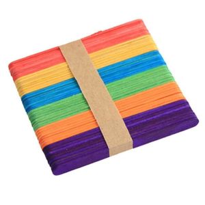 50 Que gỗ màu ( que kem màu & que đè lưỡi màu  )  làm mô hình  cho trẻ tập đếm