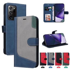 Cho Samsung Galaxy Note 20 / Note 20 Ultra / Note 10 / Note 10 Plus / Note 9 / Note 8 vỏ điện thoại 3 bằng da màu sắc ví 2 khe cắm thẻ thời trang lật vỏ