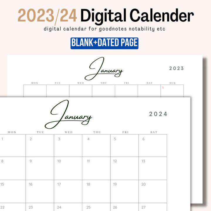 2023 Digital Calendar & Blank Monthly Calendar, Printable, Minimalist 