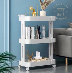 Classy Luxe Trolley Rack Floor Utility Cart Shelf Rack Kitchen Bathroom Snack Toilet Storage Rack