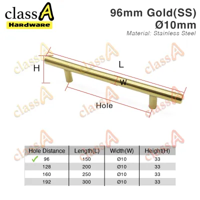 ClassAHW Solid Gold Handle Black Handle Kitchen Drawer Cabinet Modern T Bar Furniture Handle Knob Pull Pemegang Pintu Warna Hitam Emas