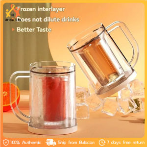 2pcs/1pc Frosty Freezer Beer Mugs Double Layer Wall High Capacity Plastic Whiskey Glasses