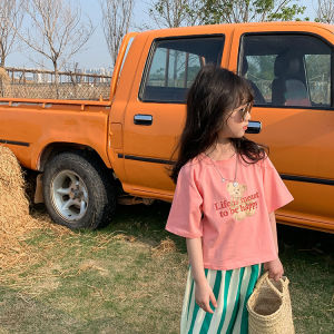 Girl T-shirts Cartoon Korean Fashion Half Sleeve Summer Clothes Baby Kids Tops 1-8 Years
